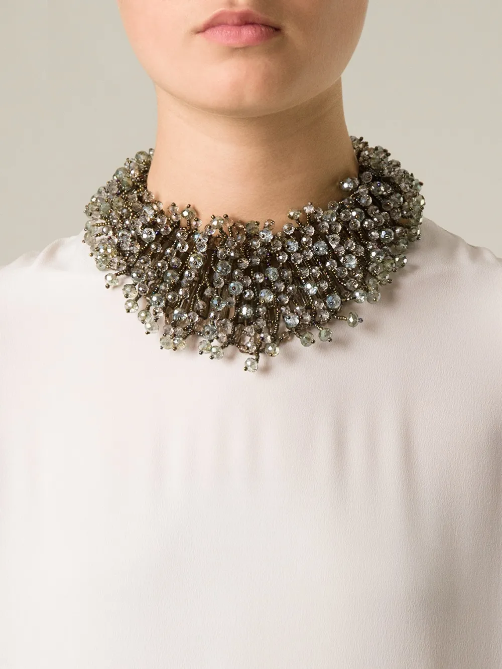 Night Market beaded floral necklace - Grijs
