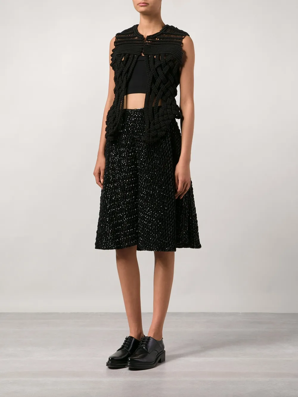 Noir Kei Ninomiya textured skirt - Zwart