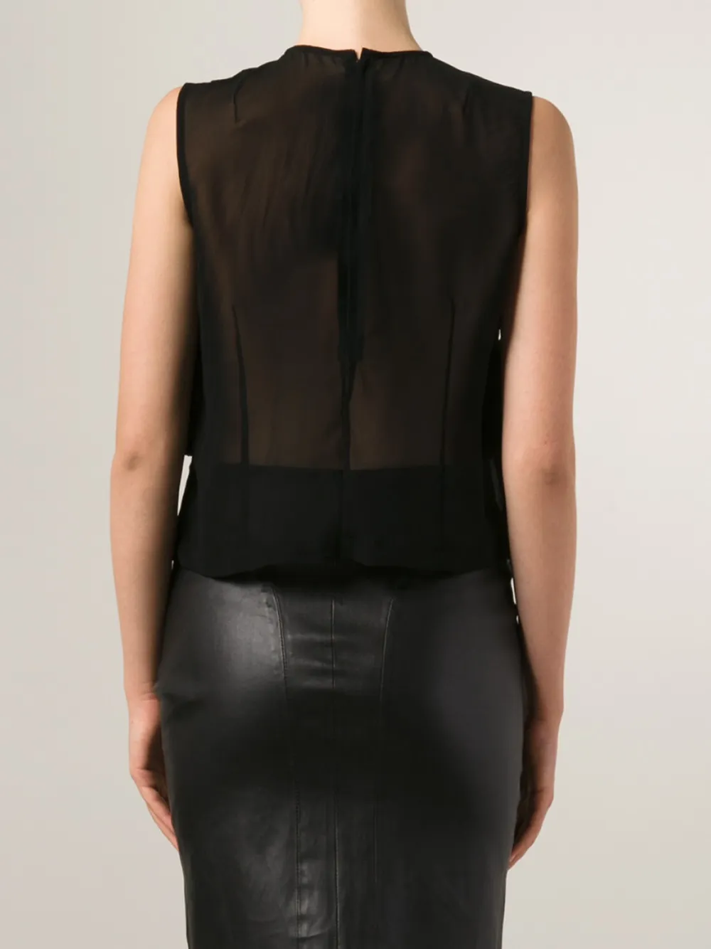 Comme Des Garçons sheer frill tank top Zwart