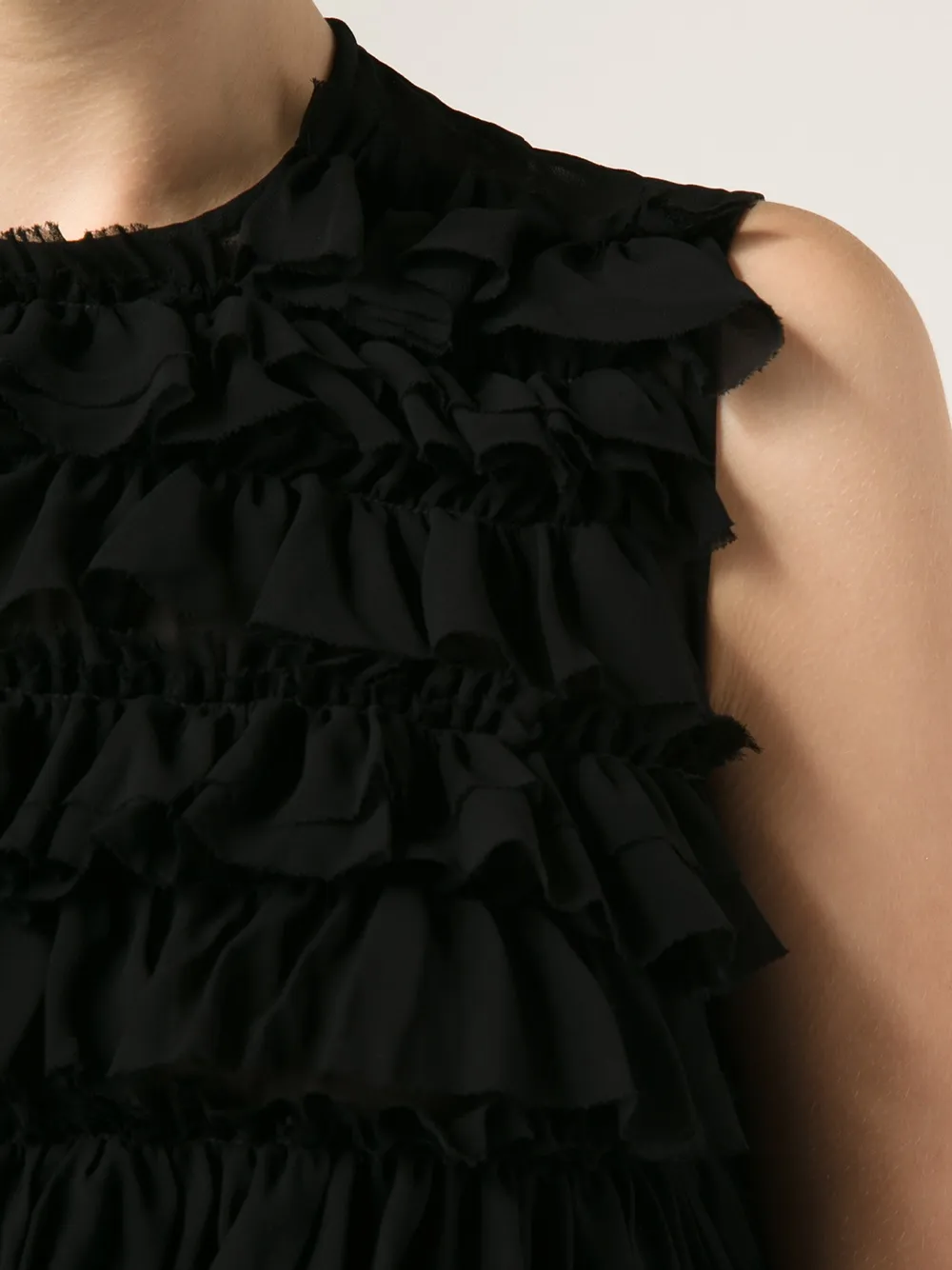 Comme Des Garçons sheer frill tank top Zwart