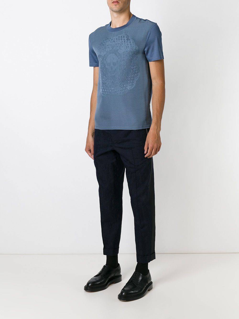Alexander McQueen tapered cropped trousers - Blauw