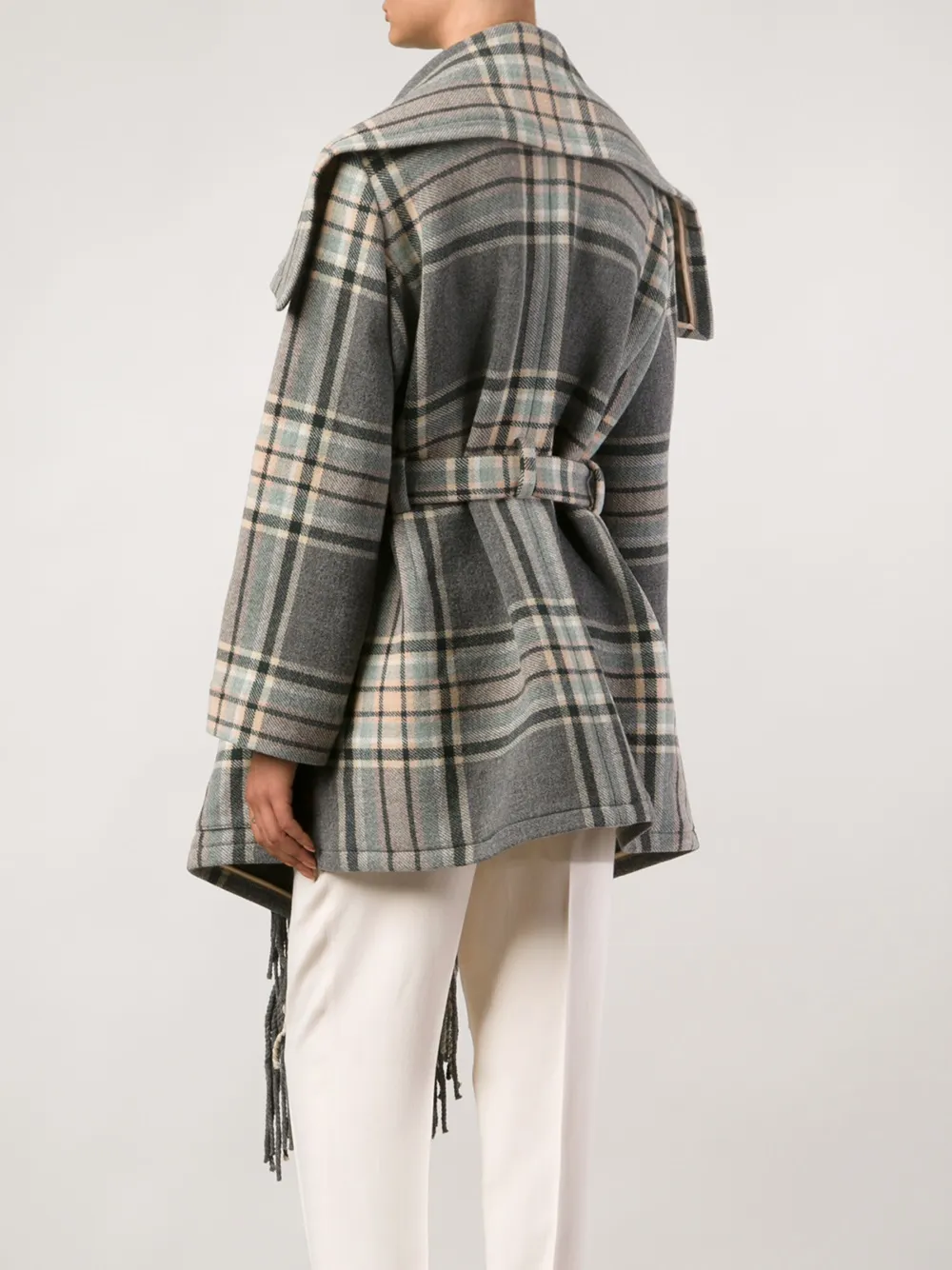 Chloé check belted coat Grijs