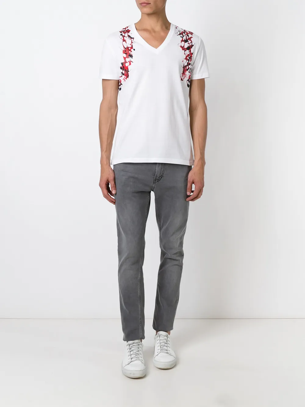 Alexander McQueen marbled print T-shirt - Wit