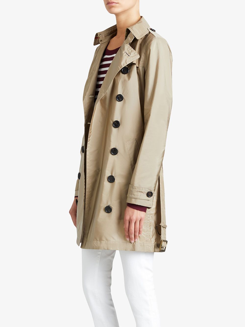 Detachable hood taffeta trench on sale coat