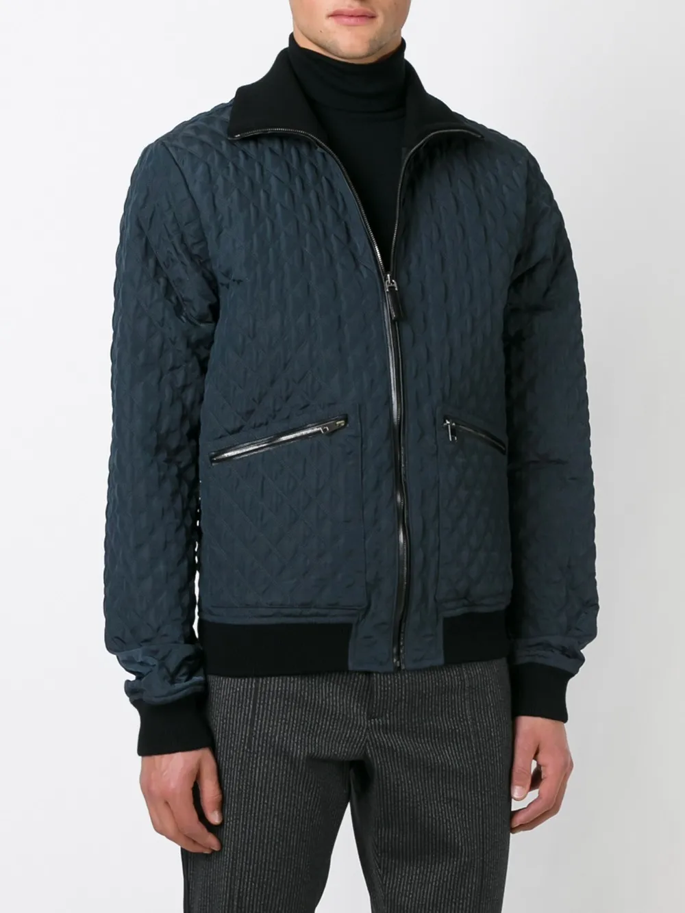 Dolce & Gabbana quilted bomber jacket Blauw