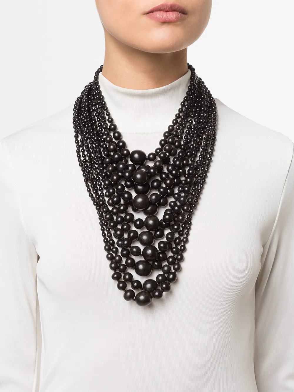 Monies tiered round bead necklace - Zwart