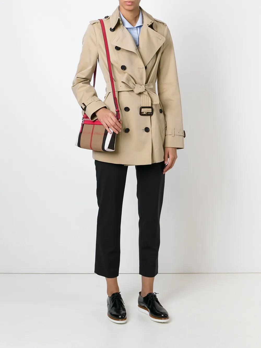 Burberry check canvas shoulder bag Roze