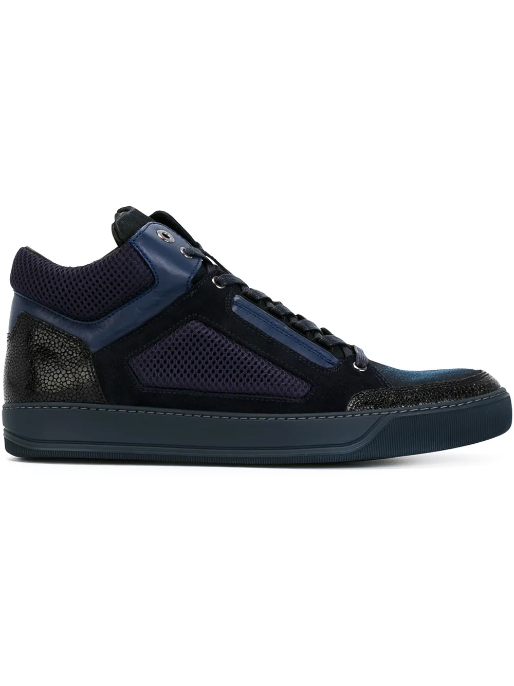 lanvin 粗质感高帮运动鞋 in blue