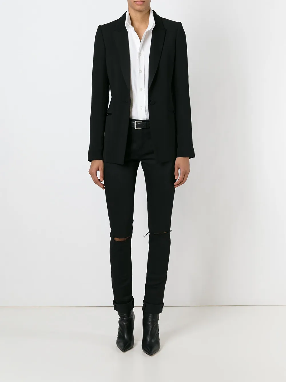  Saint Laurent Jeans Pitillos Rasgados - Negro 