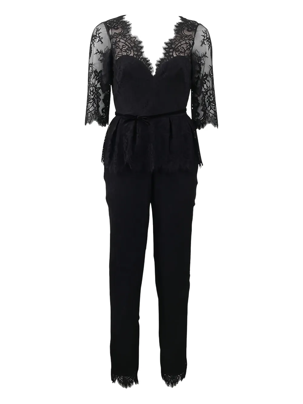 Marchesa Notte v-neck lace jumpsuit - Nero
