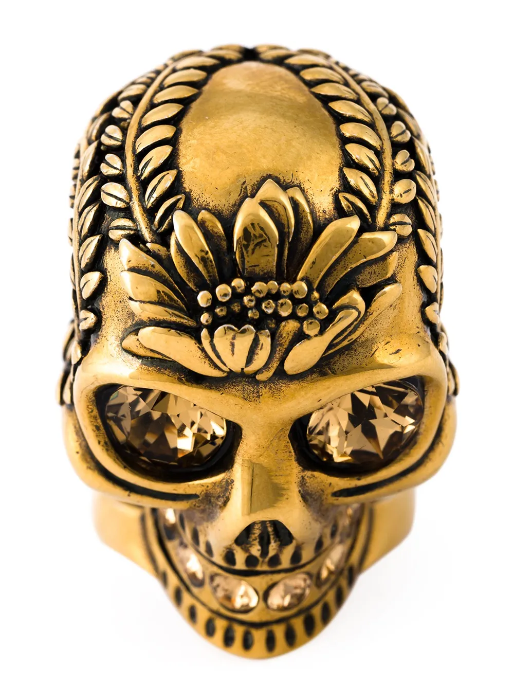 Alexander McQueen floral skull cocktail ring - Effetto metallizzato