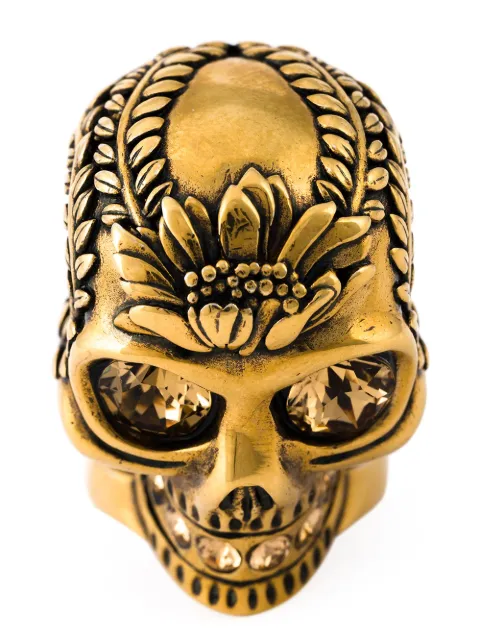 Alexander McQueen floral skull cocktail ring