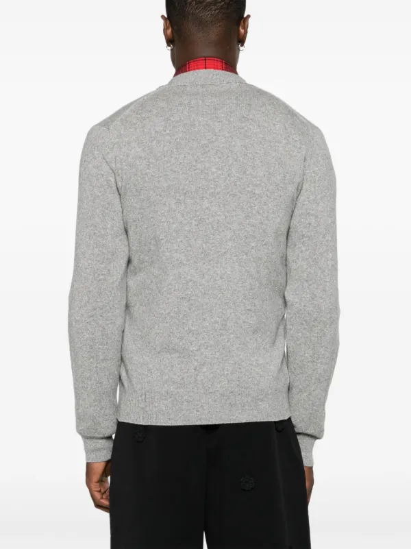 Comme Des Garçons Play Logo Patch v-neck Cardigan | Grey