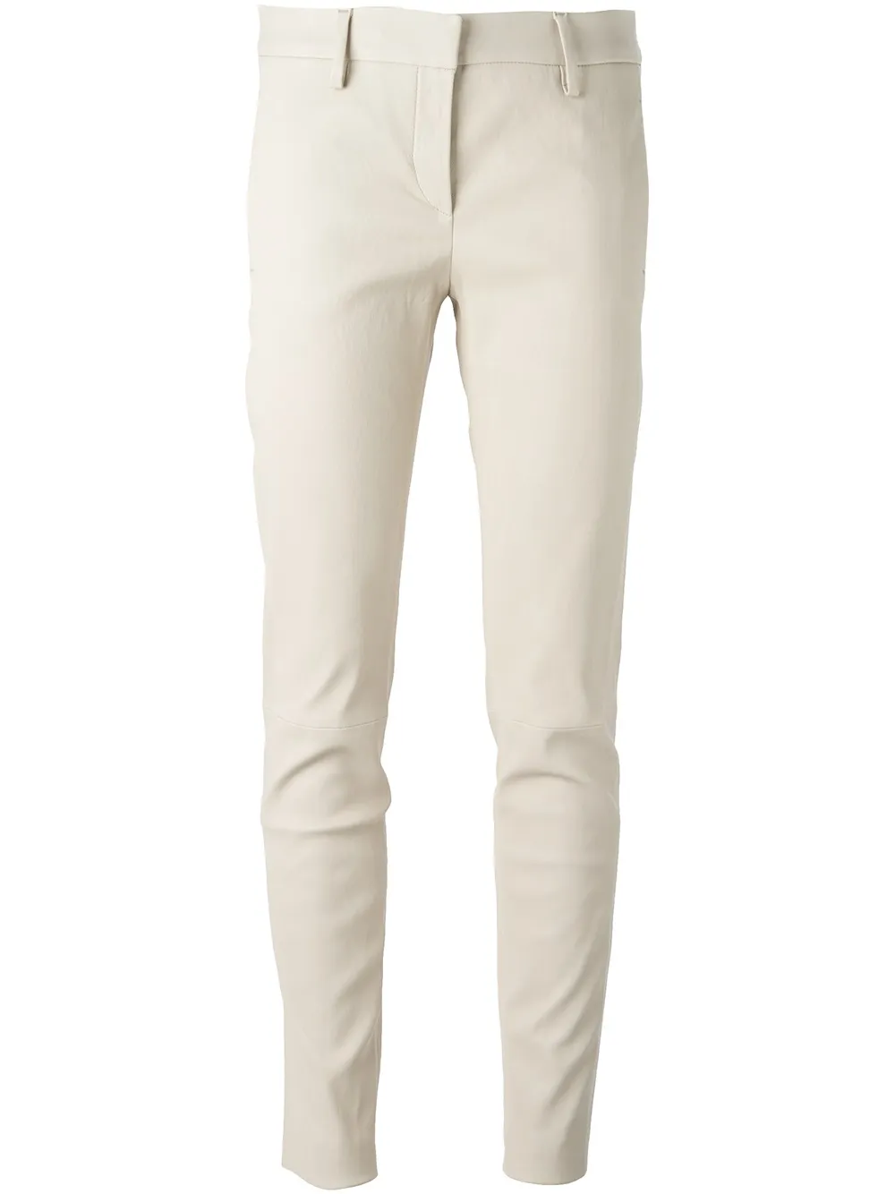 Brunello Cucinelli leather slim fit trousers Beige