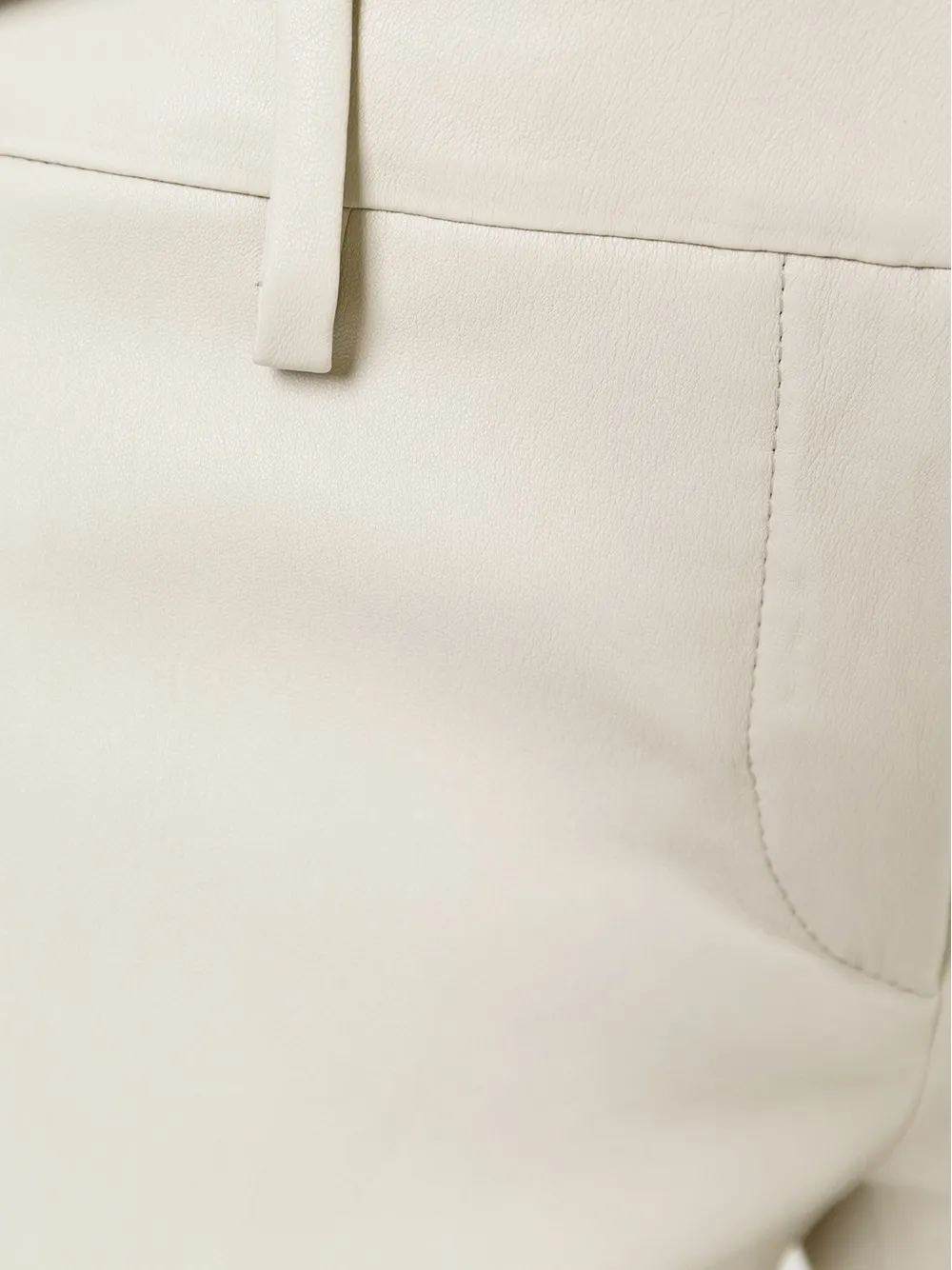 Brunello Cucinelli leather slim fit trousers Beige
