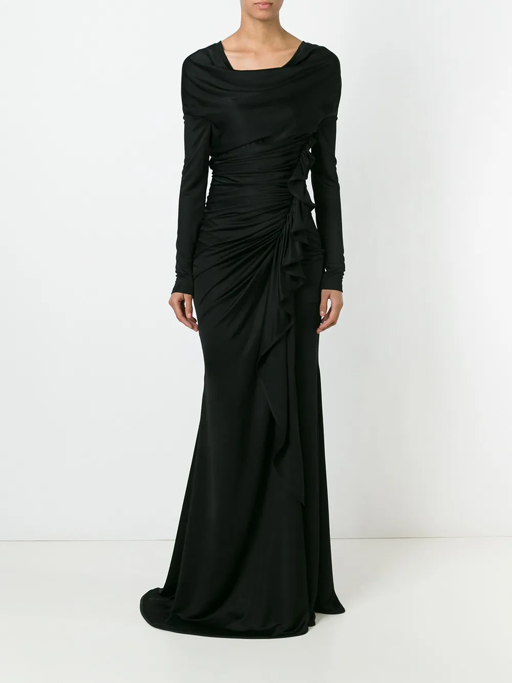 Givenchy gathered cascading gown Zwart