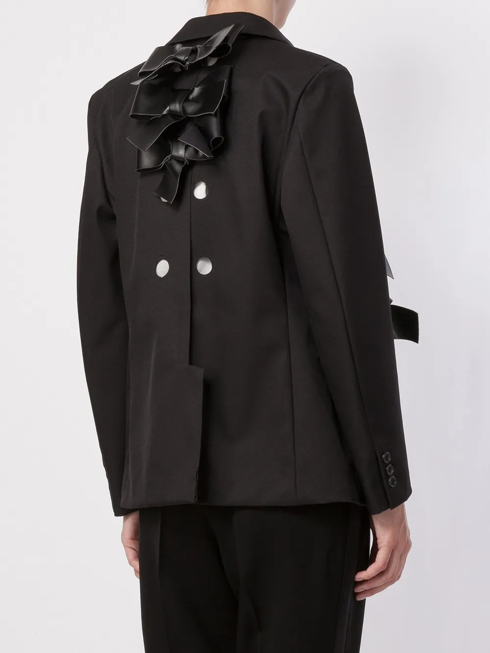 Comme Des Garçons Bow Appliqué Round Collar Blazer In Black