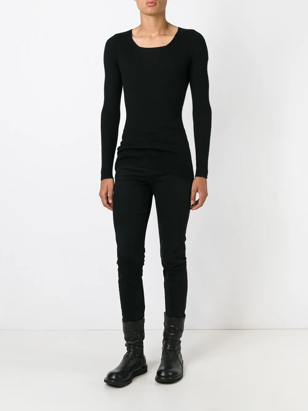 Rick Owens scoop neck sweater Zwart