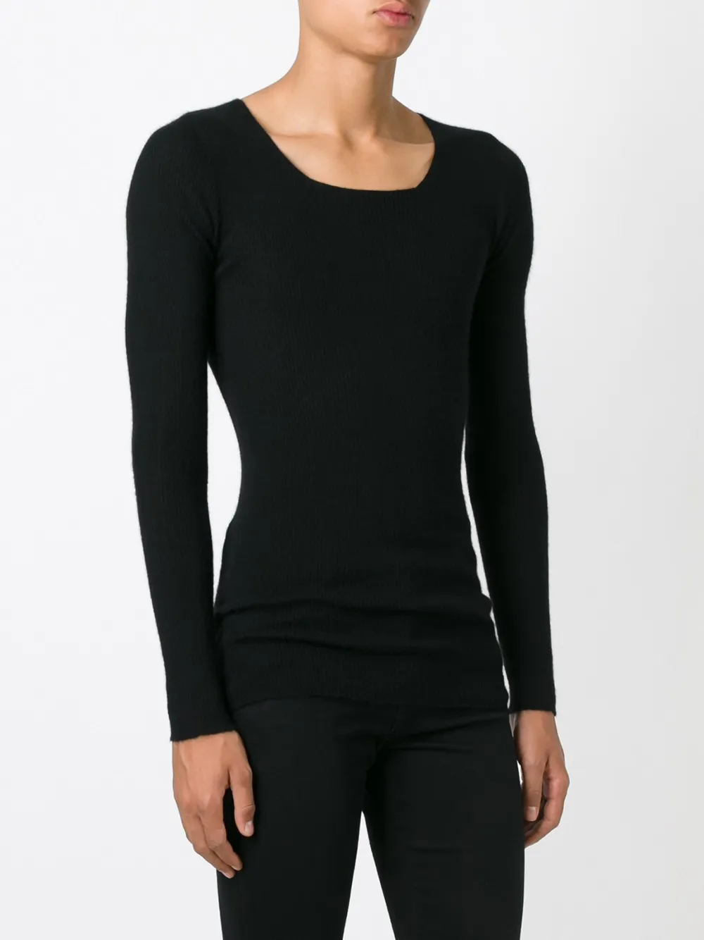 Rick Owens scoop neck sweater Zwart