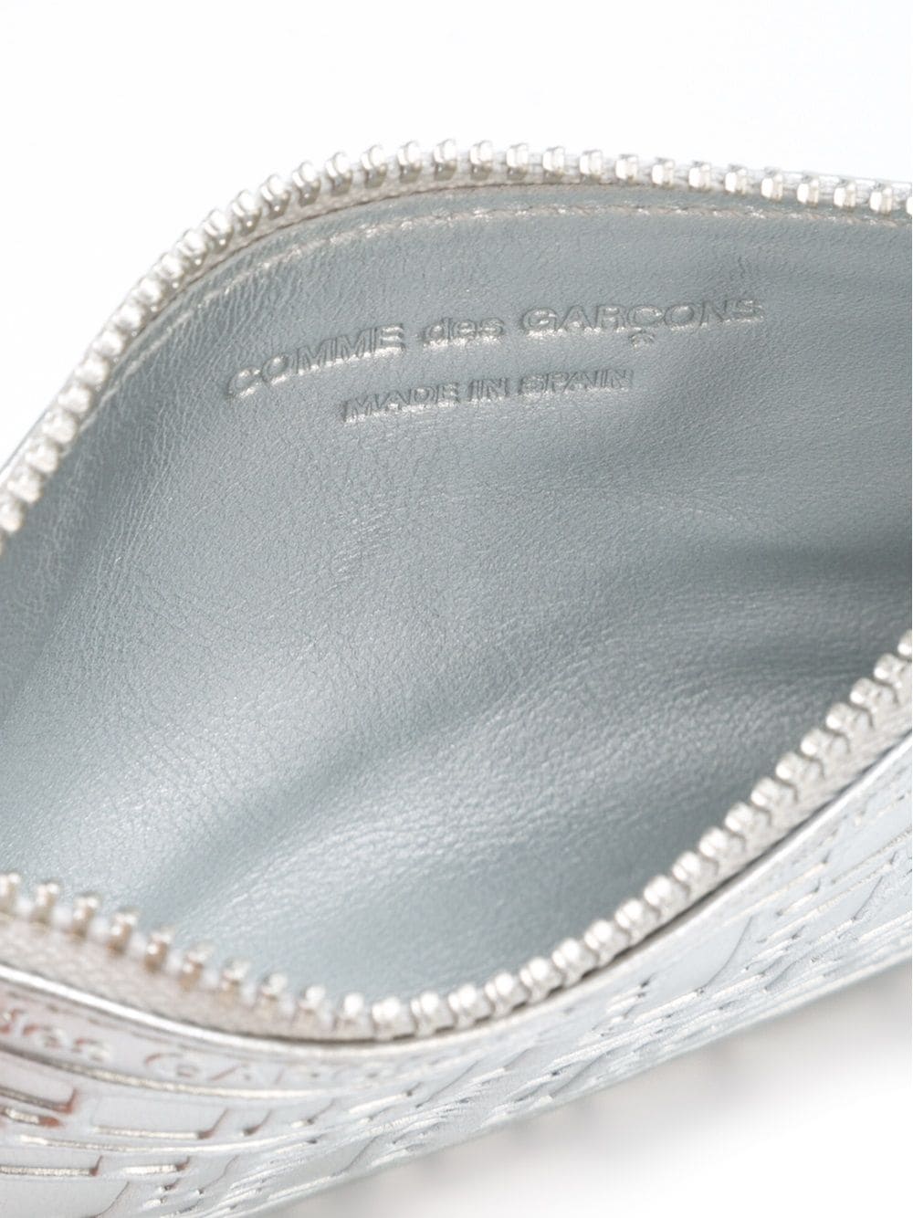 Shop Comme Des Garçons Logo-embossed Leather Purse In Metallic