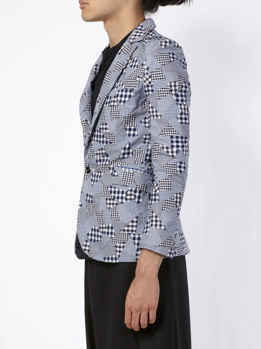 Anrealage Gingham Patch Blazer In Blue