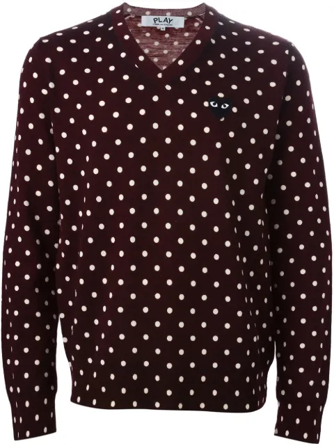 Comme Des Garçons Play polka dot V-neck sweater 