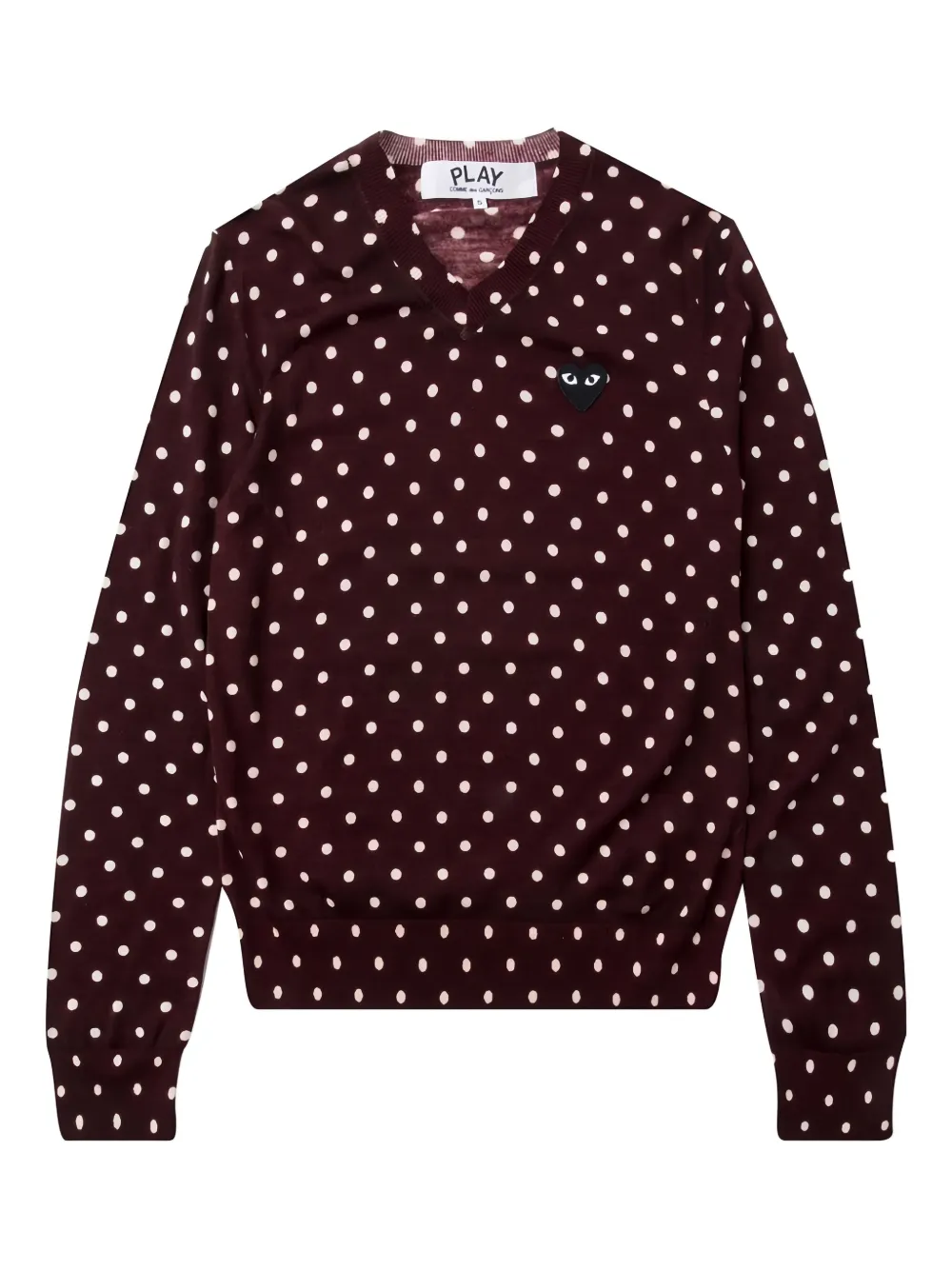Comme Des Garçons Play سويتر منقط برقبة V | بني | Image 1