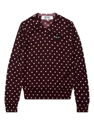 Comme Des Garçons Play polka-dot V-neck Sweater | Brown | FARFETCH