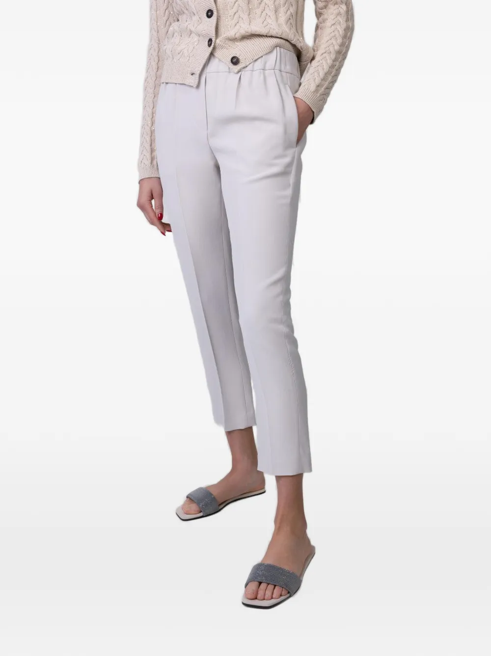 Brunello Cucinelli Plooibroek met toelopende pijpen Beige