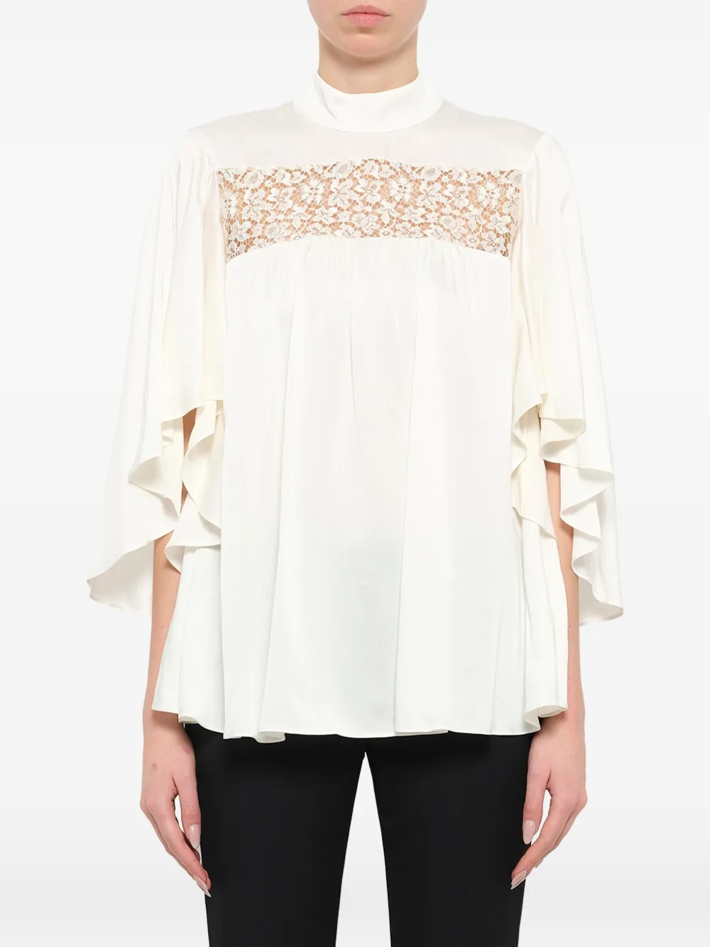 Alexander McQueen lace panel blouse - Bianco