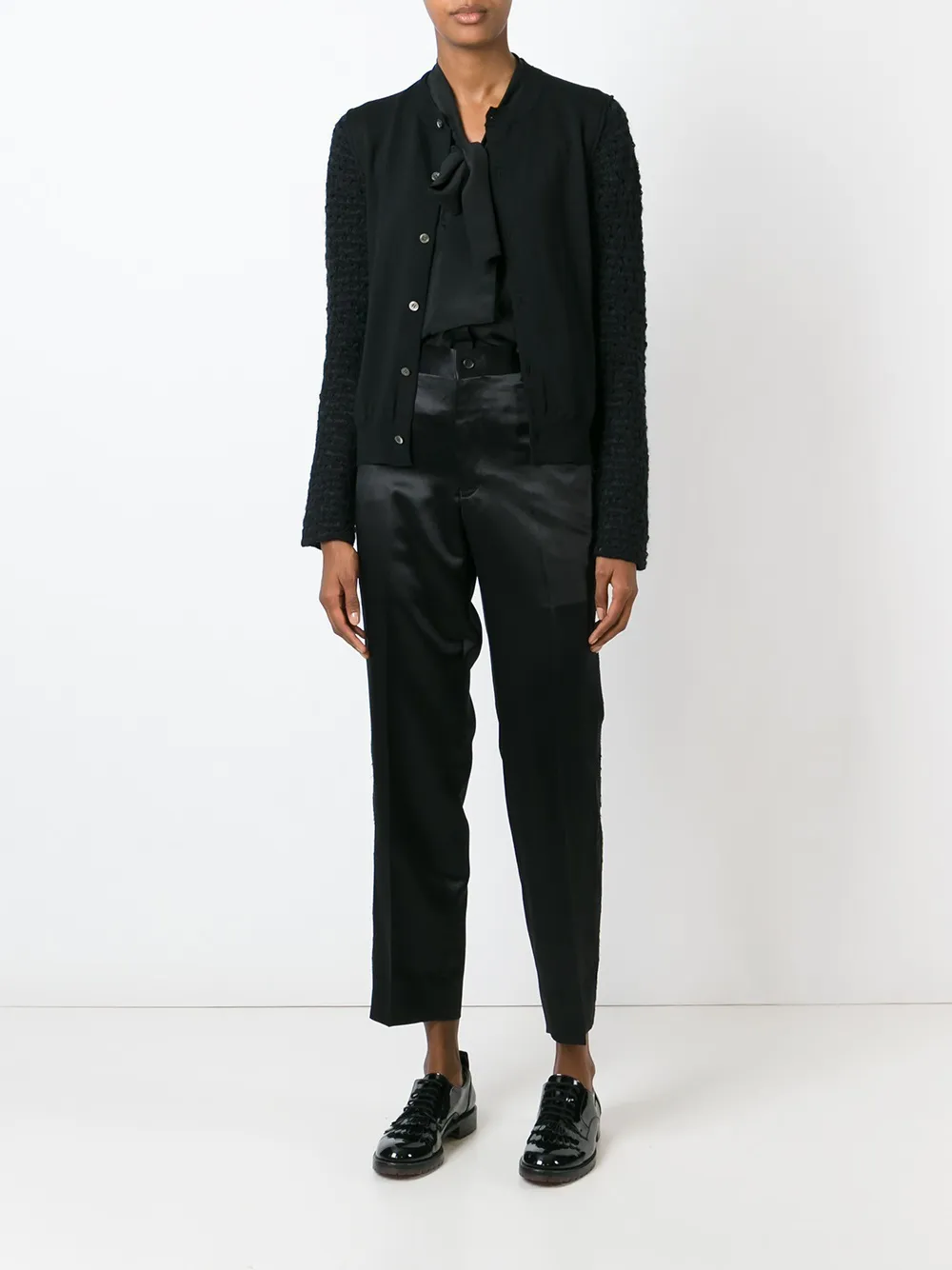 Comme Des Garçons open knit sleeve cardigan Zwart