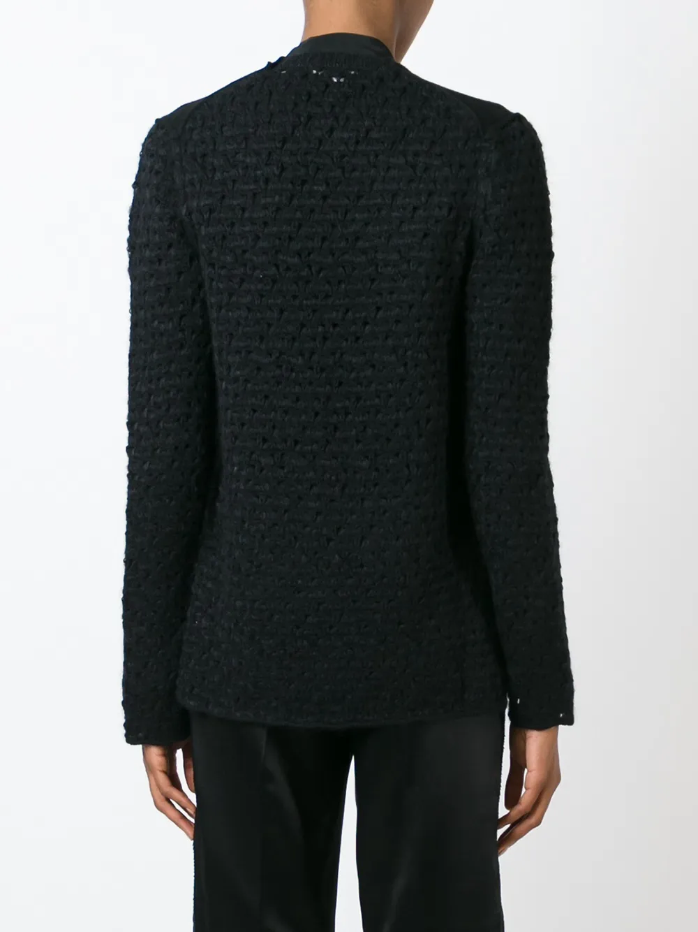 Comme Des Garçons open knit sleeve cardigan Zwart