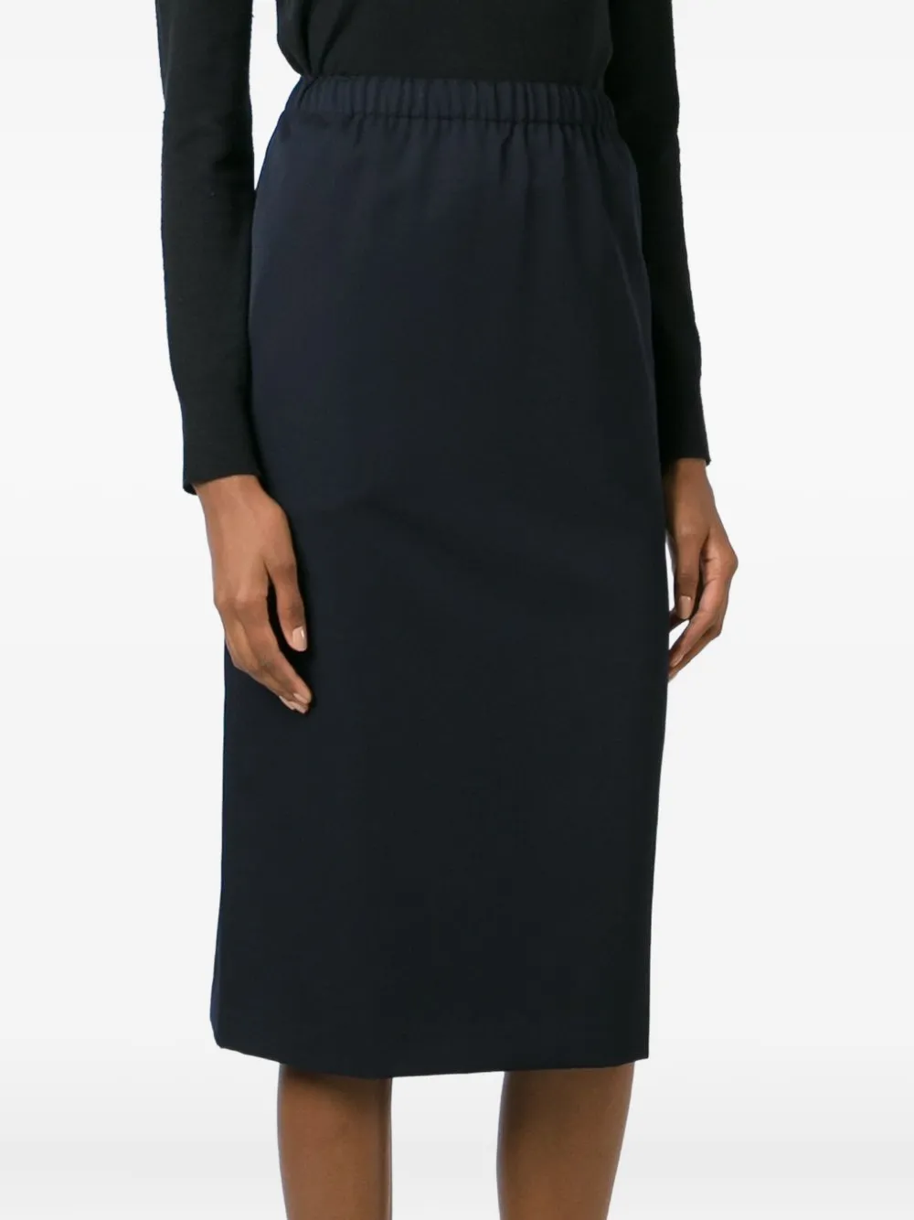 Comme Des Garçons Elasticated-waistband Midi Skirt In Blue