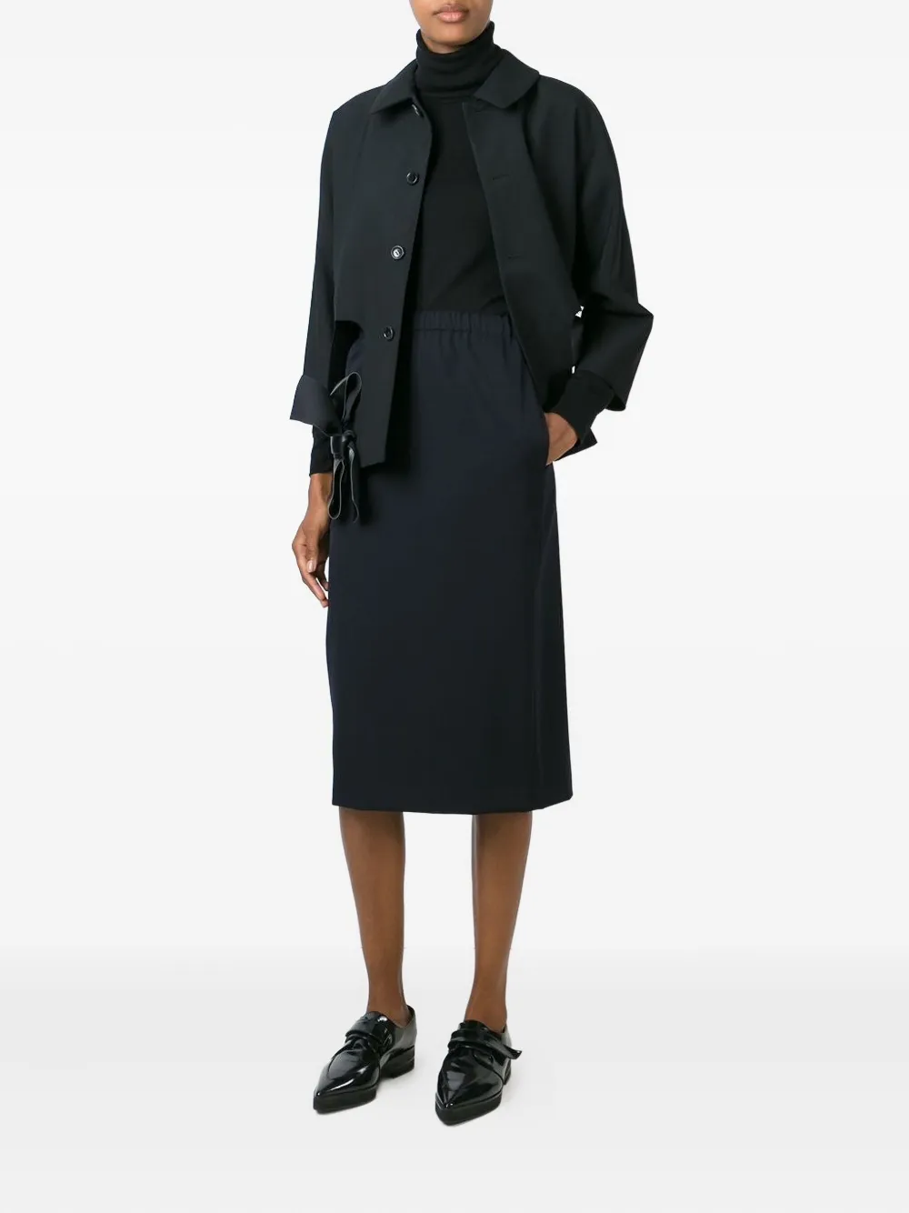 Comme Des Garçons Elasticated-waistband Midi Skirt In Blue