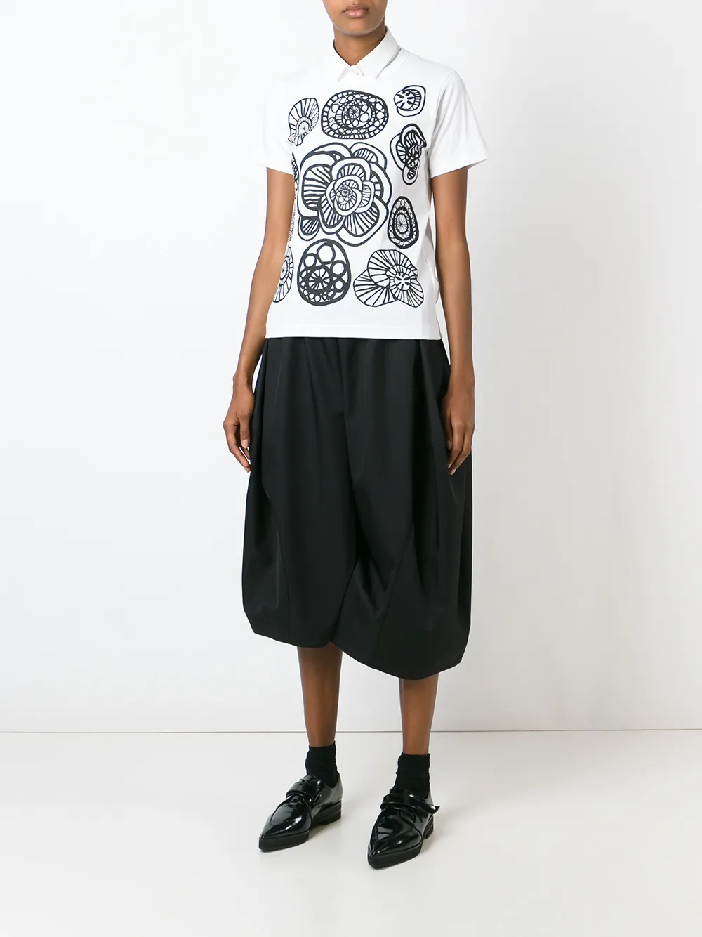 Comme Des Garçons oversized wide culottes - Zwart