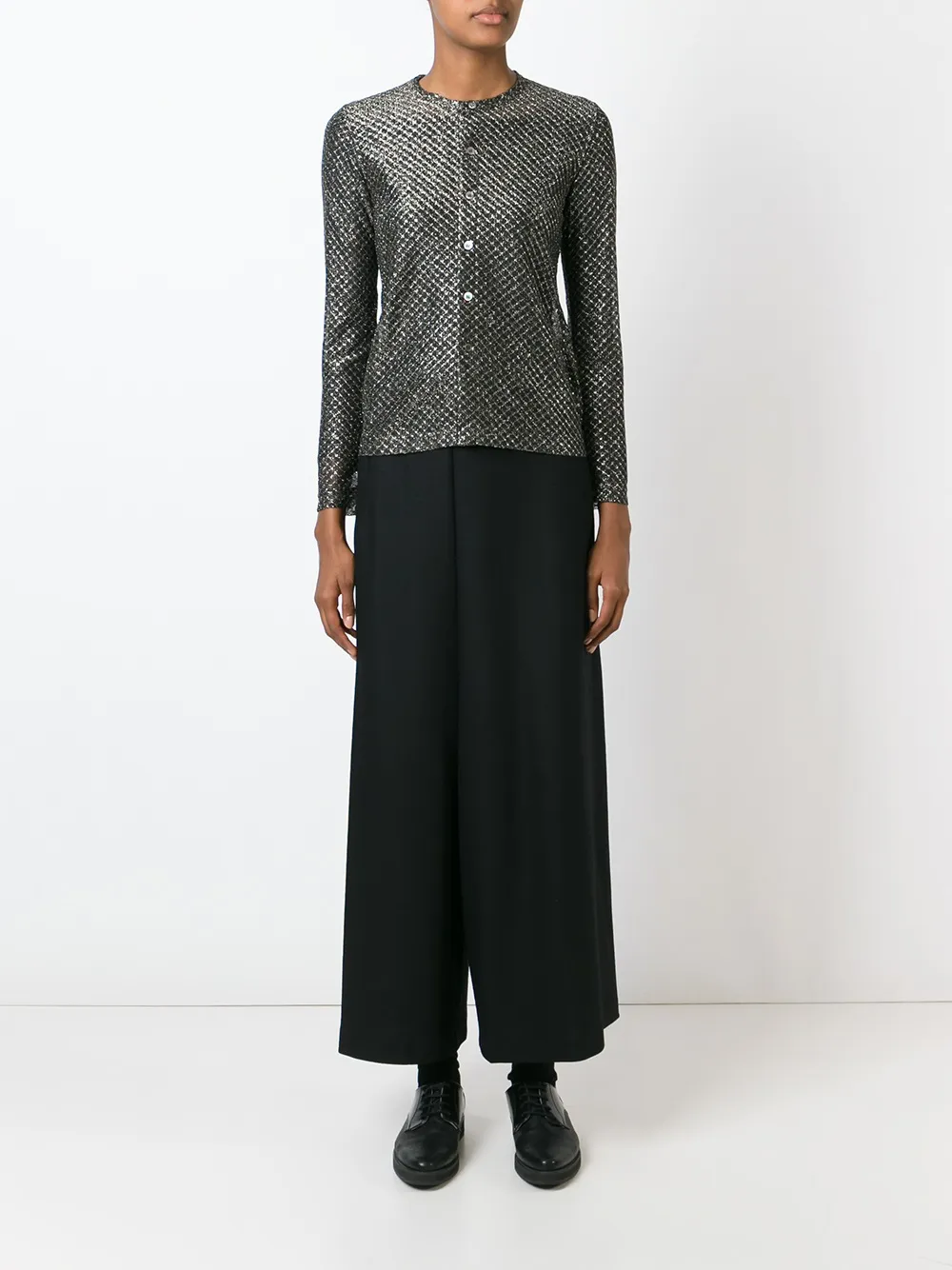 Junya Watanabe Metallic Sheen Cardigan In Black