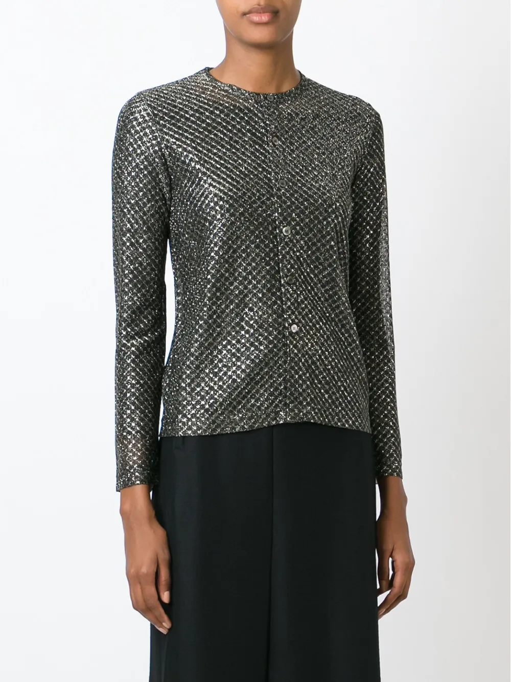 Junya Watanabe Metallic Sheen Cardigan In Black