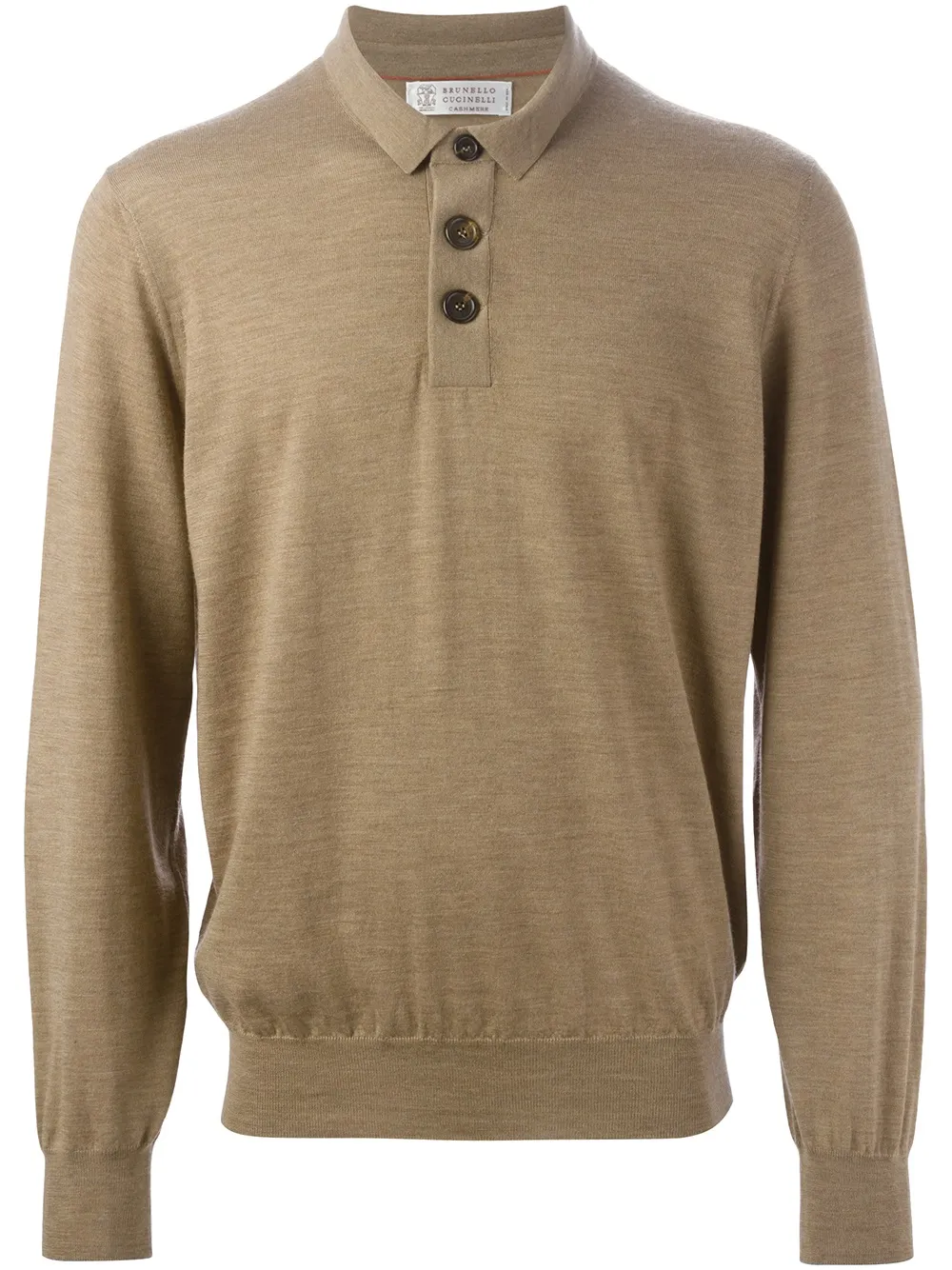 Brunello Cucinelli buttoned neck sweater | Brown | Image 1