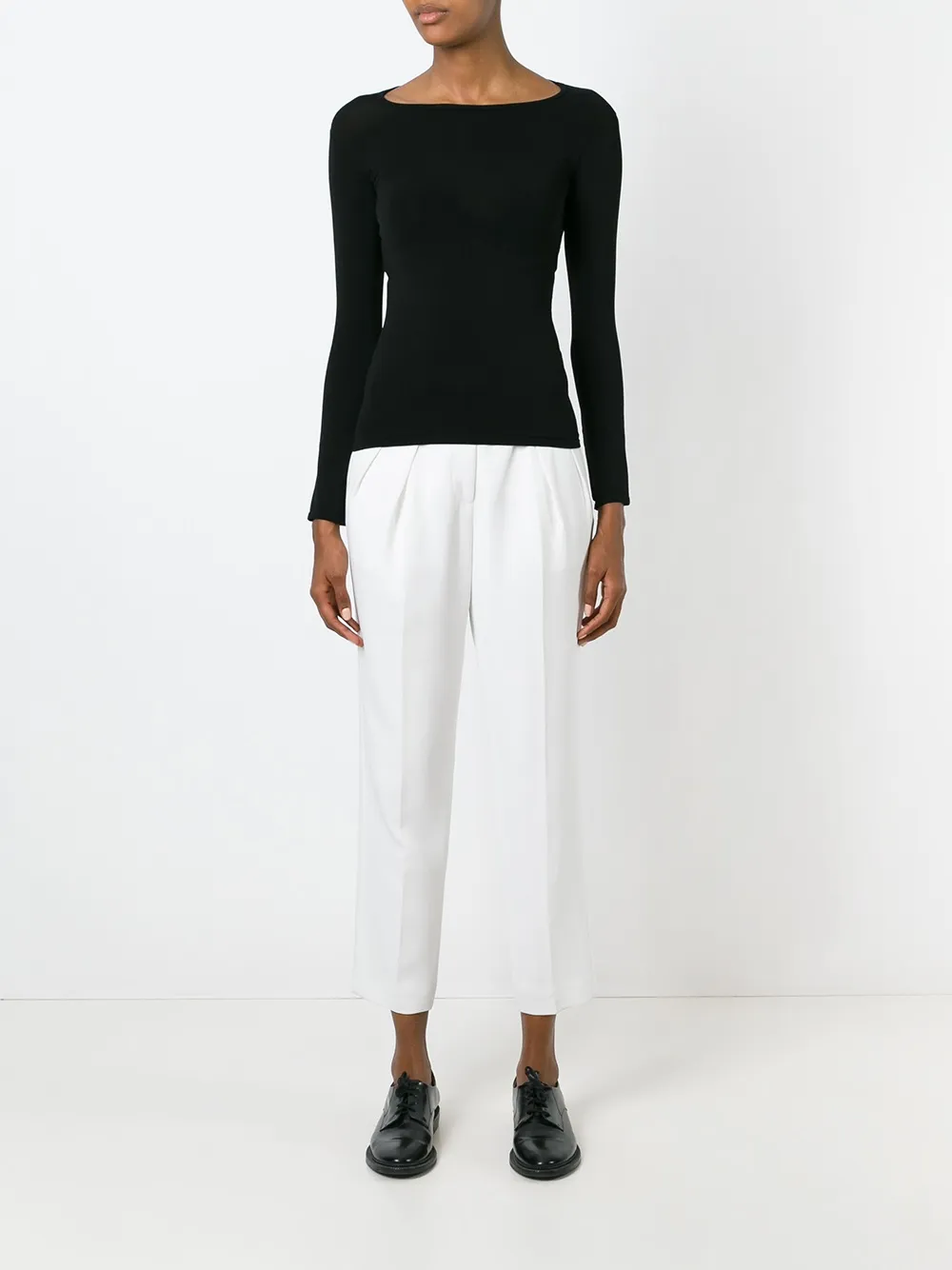 Junya Watanabe Boat Neck Longsleeved T-shirt In Black