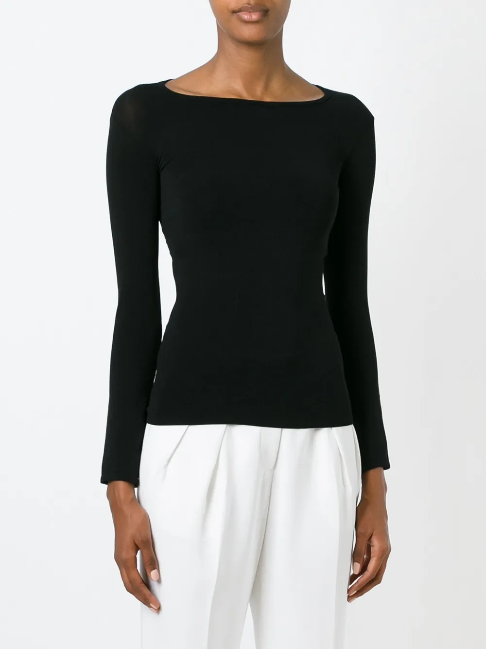 Junya Watanabe Boat Neck Longsleeved T-shirt In Black