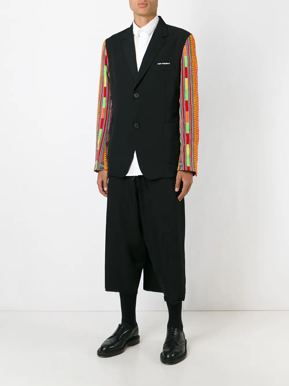 Yohji Yamamoto contrast sleeve blazer Zwart