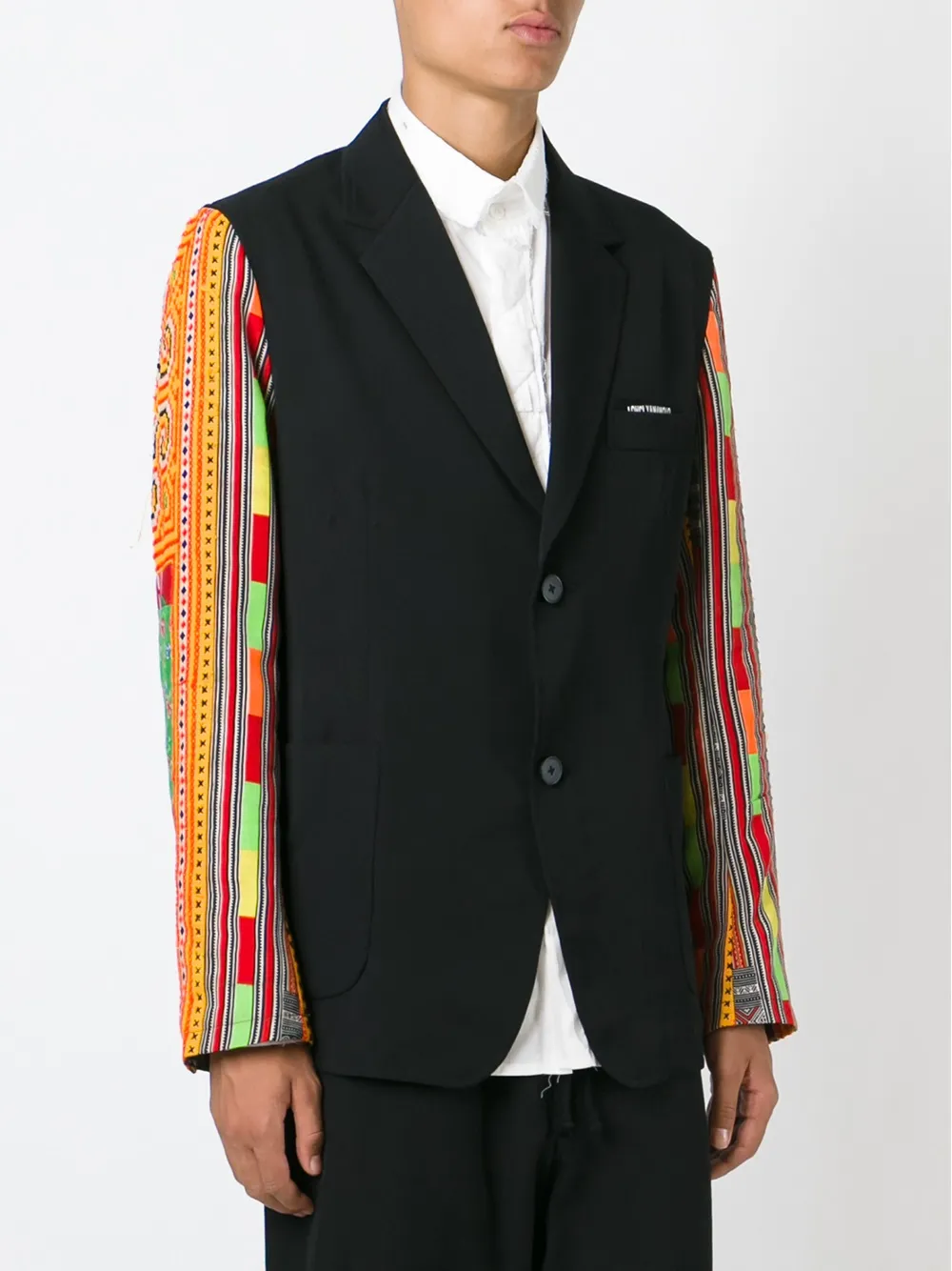 Yohji Yamamoto contrast sleeve blazer Zwart