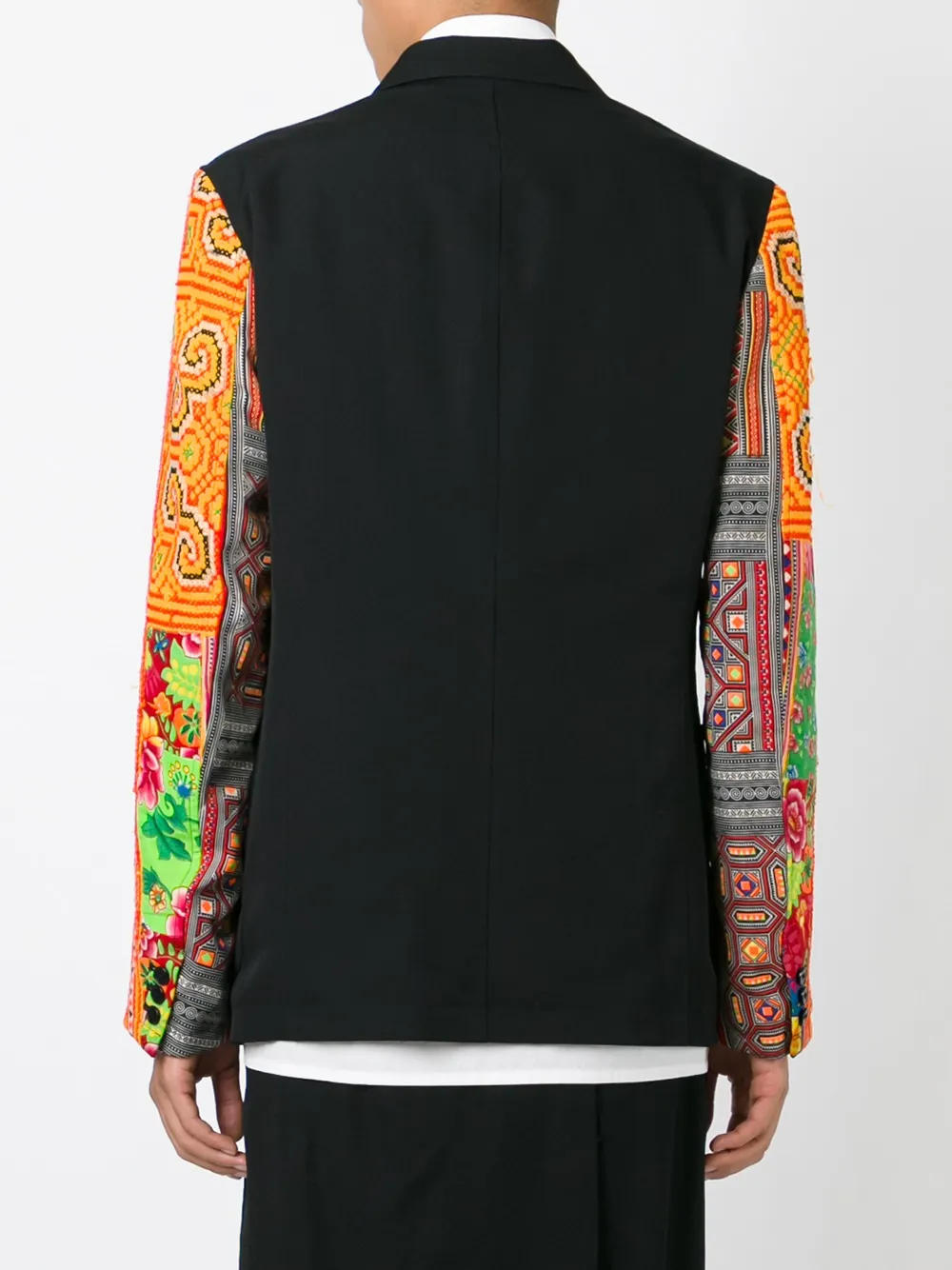 Yohji Yamamoto contrast sleeve blazer Zwart