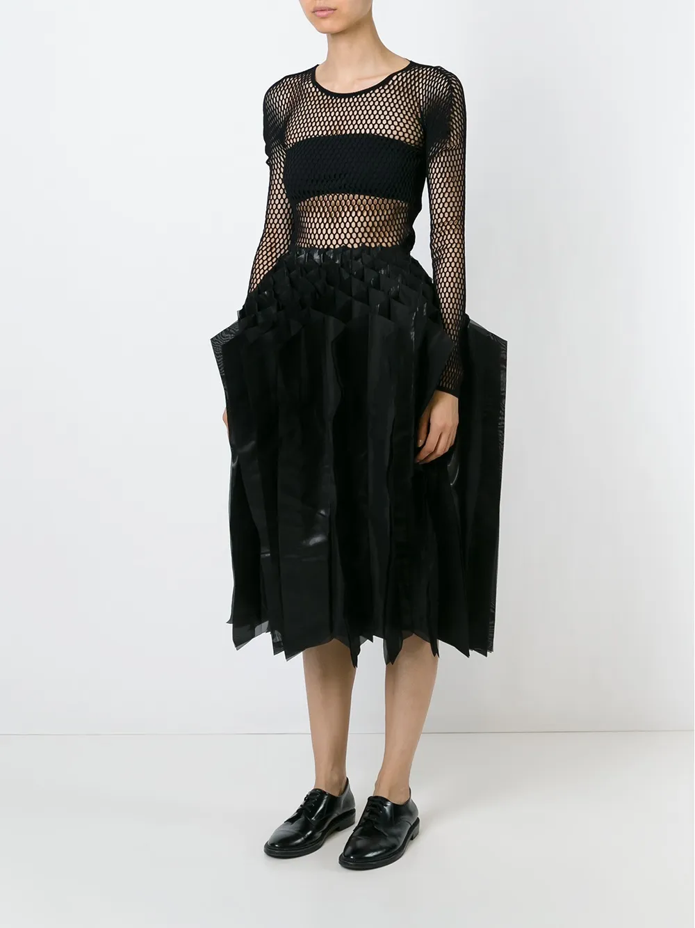 Junya Watanabe pleated concertina skirt - Zwart