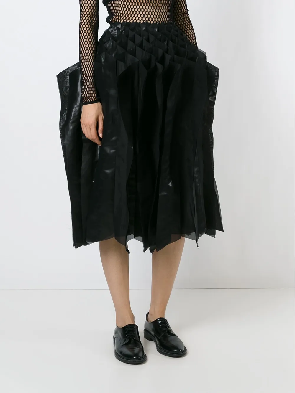 Junya Watanabe pleated concertina skirt Zwart