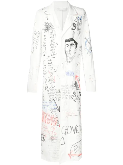 raf simons graffiti lab coat