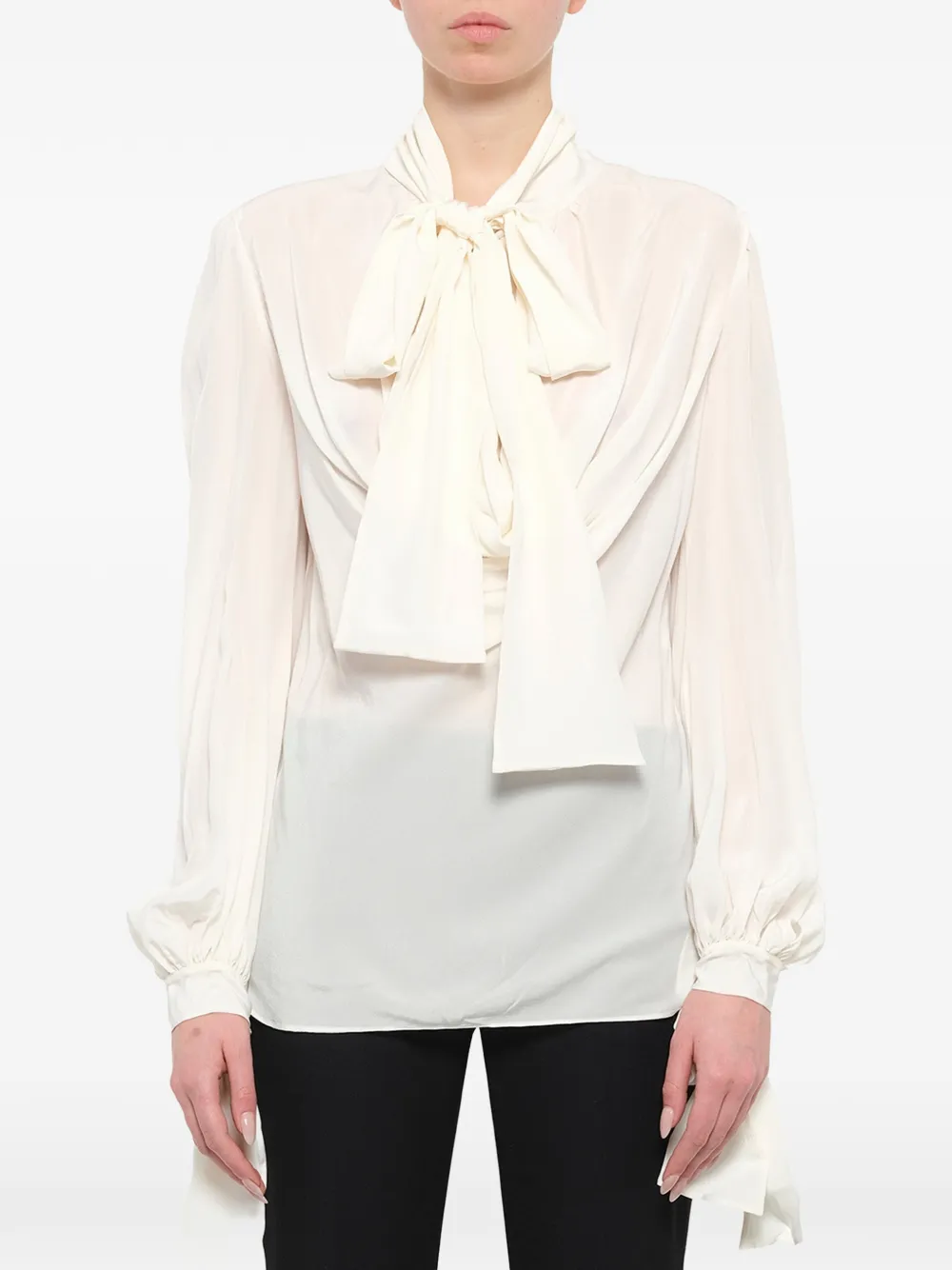 Alexander McQueen Schluppenbluse mit Bischofsärmeln - Weiß