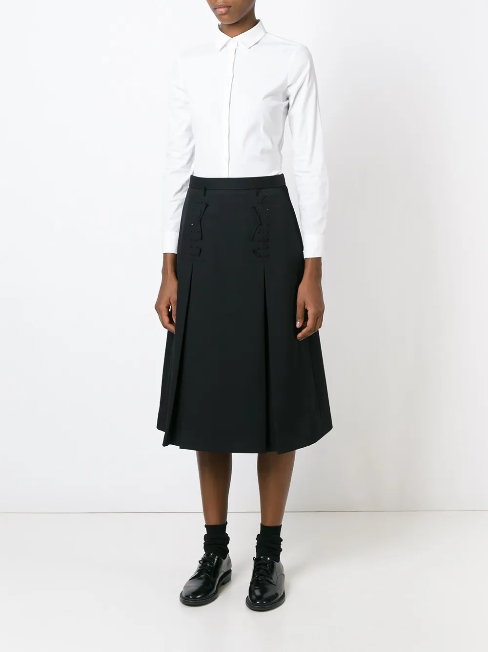 Comme Des Garçons Comme Des Garçons lace-up detail A-line skirt - Zwart