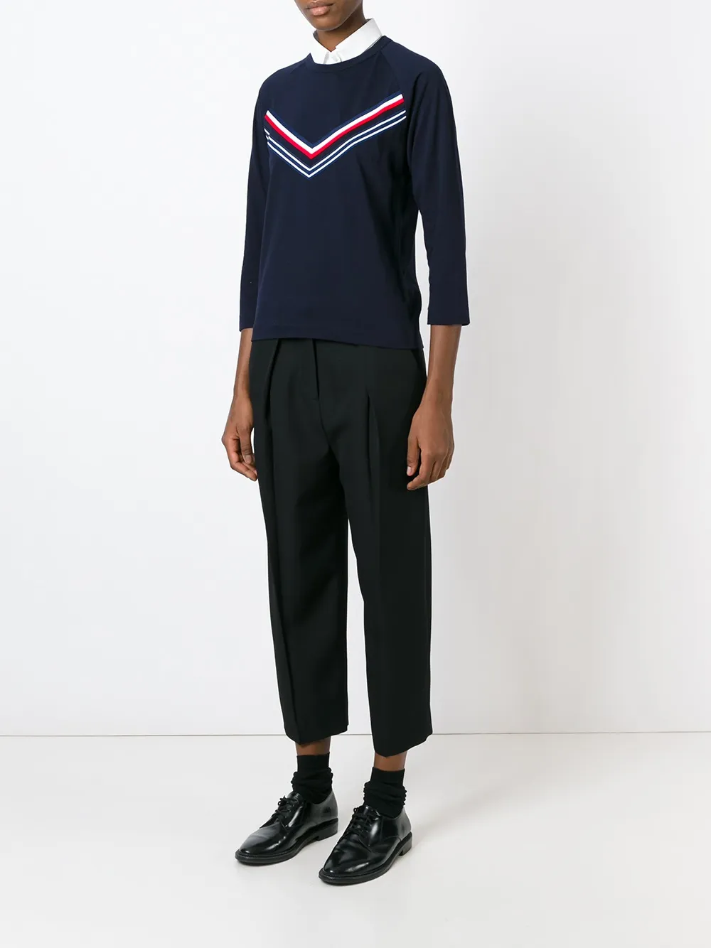 Comme Des Garçons Chevron T-shirt In Blue