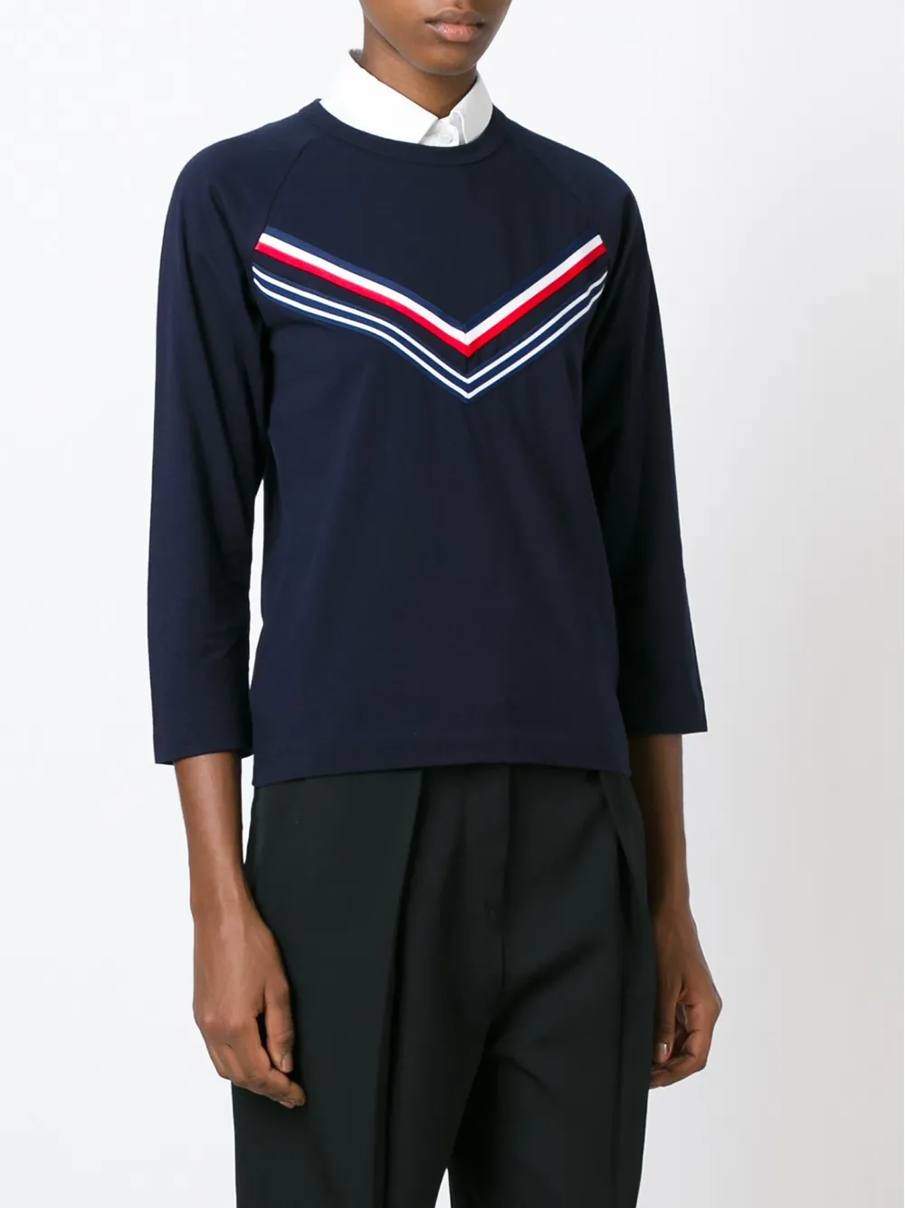 Comme Des Garçons Chevron T-shirt In Blue